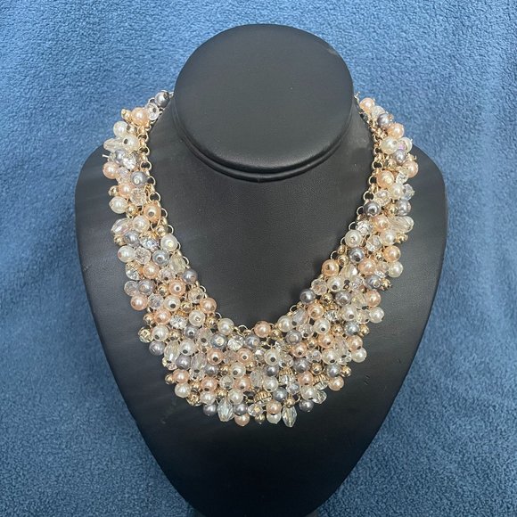 Bocar Crystal Beads Chunky Collar Statement Necklace - Picture 1 of 5